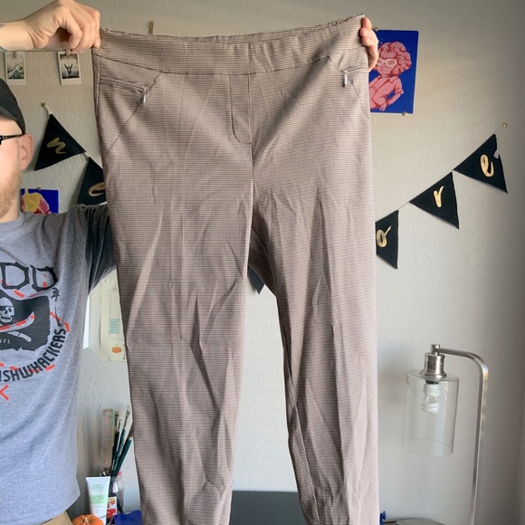 Trousers Tan Brown Plus Size XL Stretchy 14 16 - Picture 4 of 5